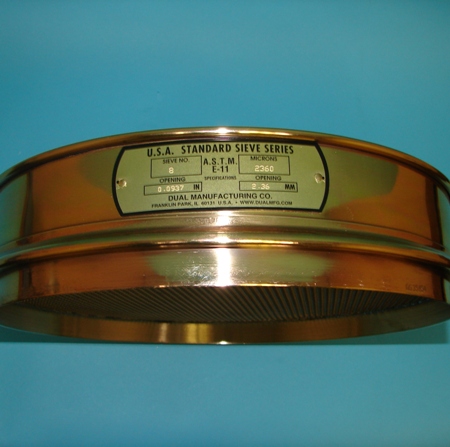 thumbnail image 2 of 12" ASTM E11 Test Sieve – No. 200 Opening, Brass Frame & Stainless Steel Mesh, Intermediate Height 2 of 13